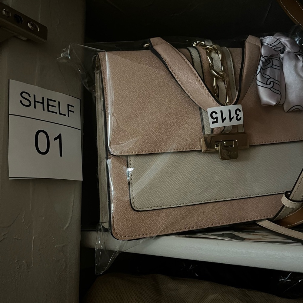 Aldo Tan And Cream Satchel With Gold Chain - image 8